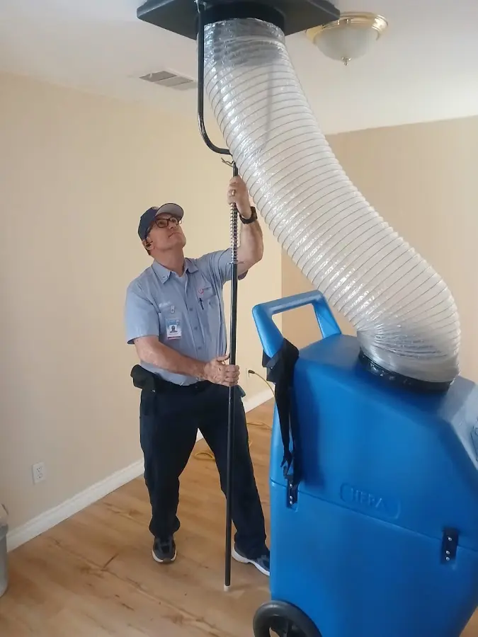 Mini Split Installation technician using HEPA equipment in Buena Park